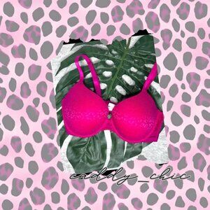 NWT VS Pink T-Shirt Bra 36DD - Pink Leopard Lace